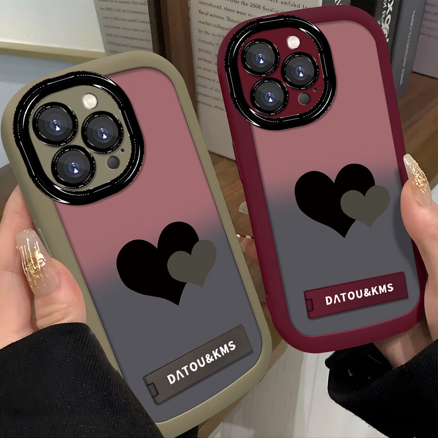 2025 New Gradient Double Heart Phone Case for iPhone