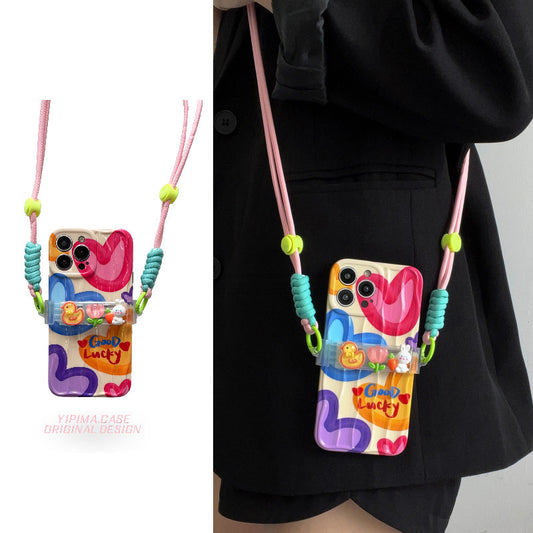Rainbow love heart for Apple crossbody wave anti-fall