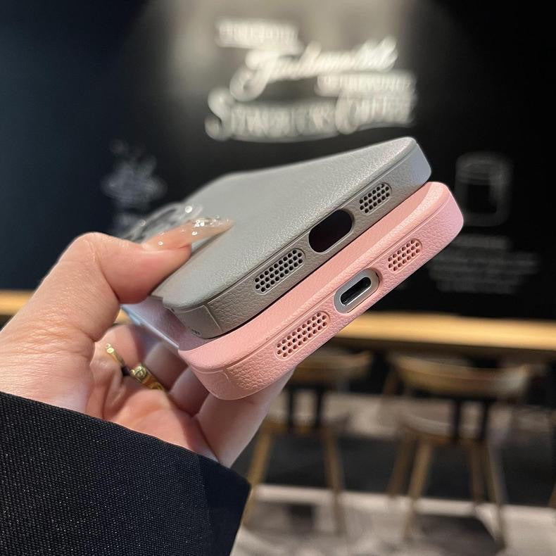 Litchi pattern borderless heat dissipation non-slip mobile phone case
