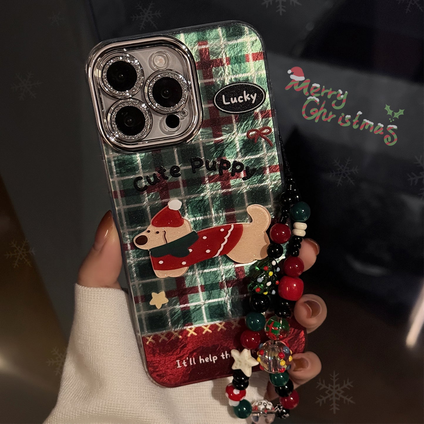 Christmas 3D Animal Cartoon Plaid Phone Case