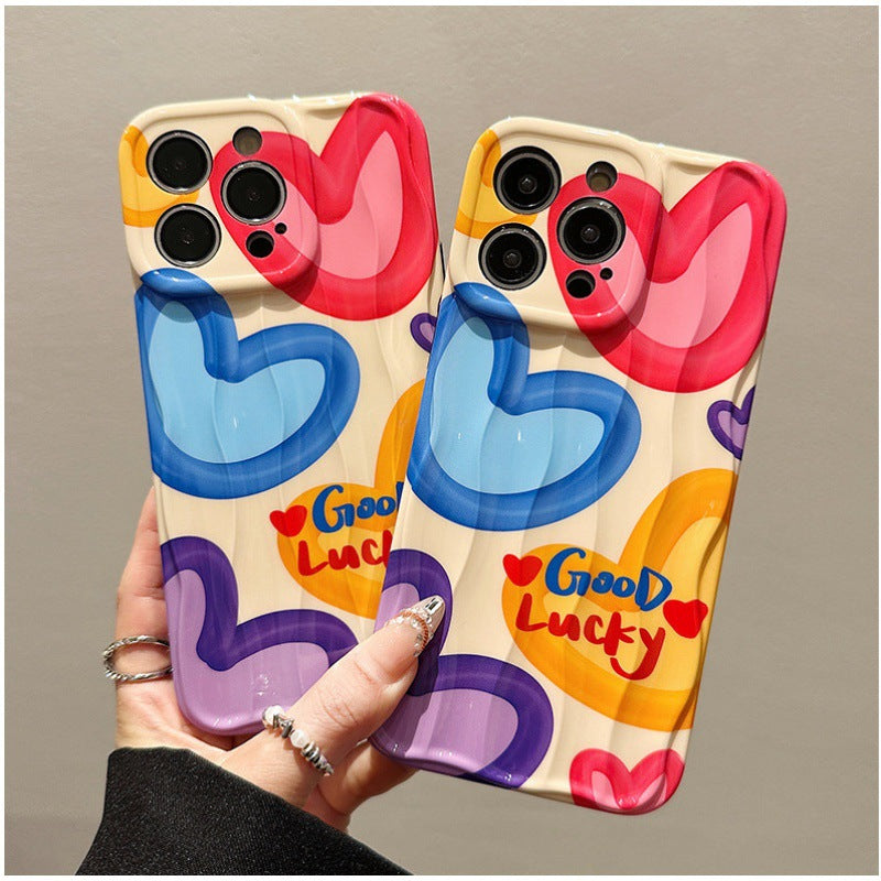 Rainbow love heart for Apple crossbody wave anti-fall