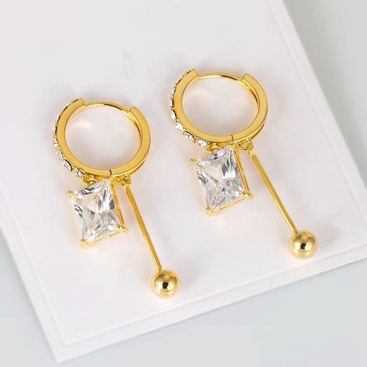 💝14K Gold-Plated Luxury Crystal Square Earrings-BUY 1 GET 1 FREE