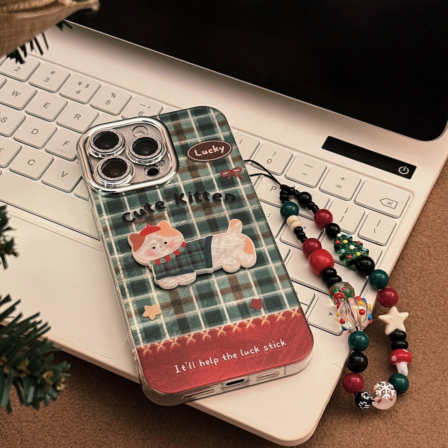 Christmas 3D Animal Cartoon Plaid Phone Case