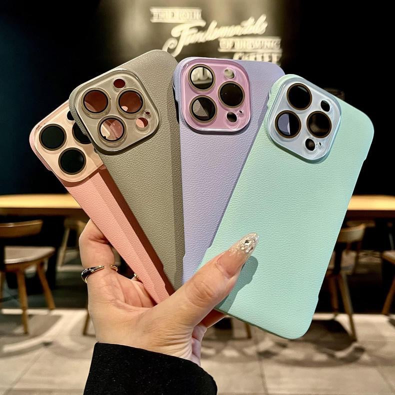 Litchi pattern borderless heat dissipation non-slip mobile phone case