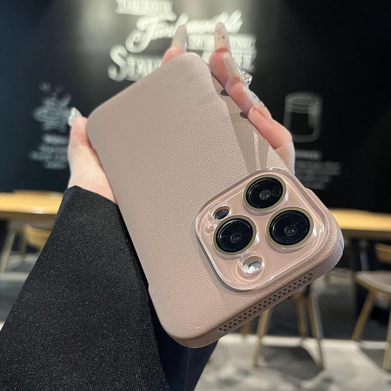 Litchi pattern borderless heat dissipation non-slip mobile phone case