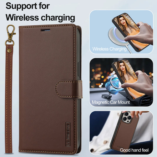 iPhone 2 in 1 magnetic flip cover card slot lanyard split mobile phone case