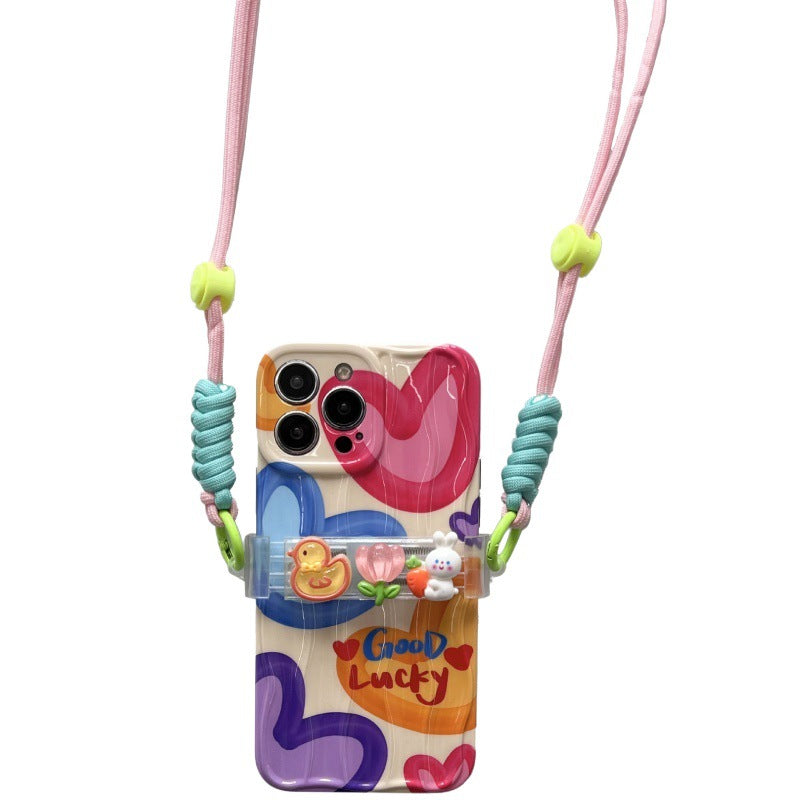 Rainbow love heart for Apple crossbody wave anti-fall