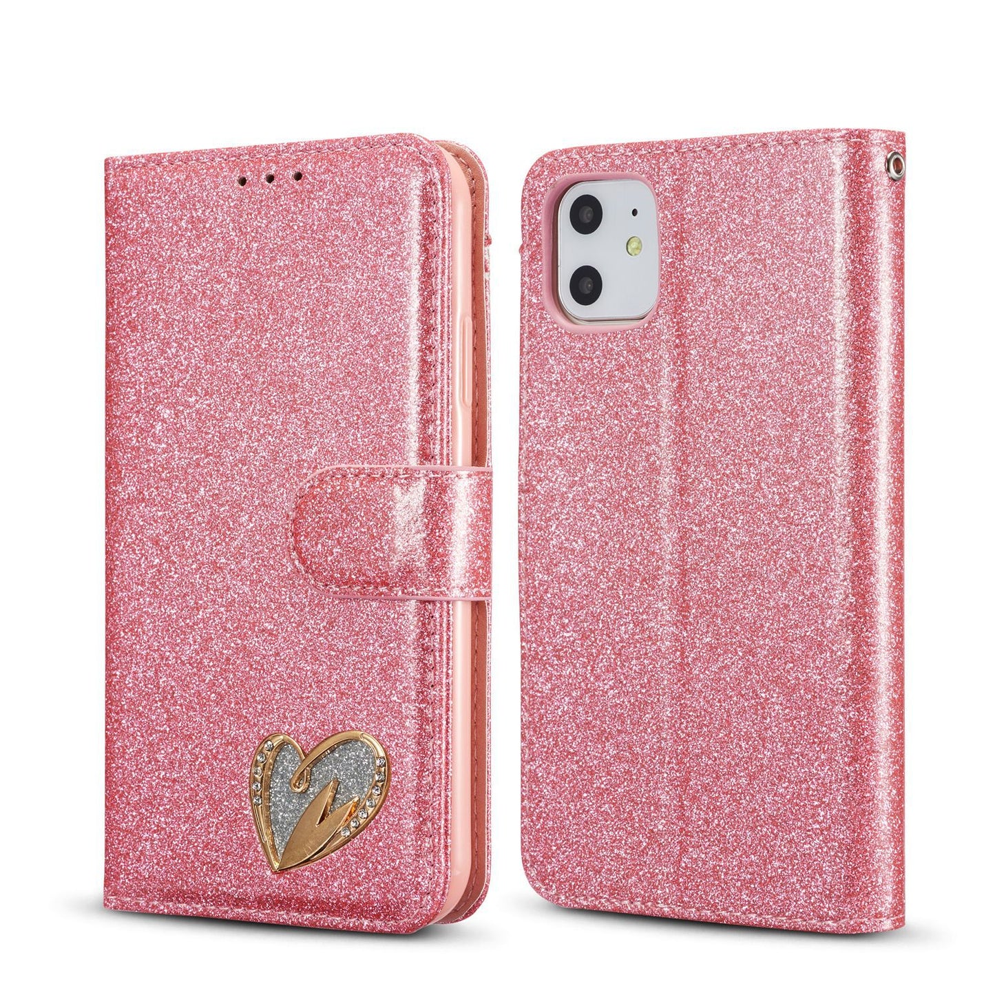 Fashion brand love glitter flip leather phone case