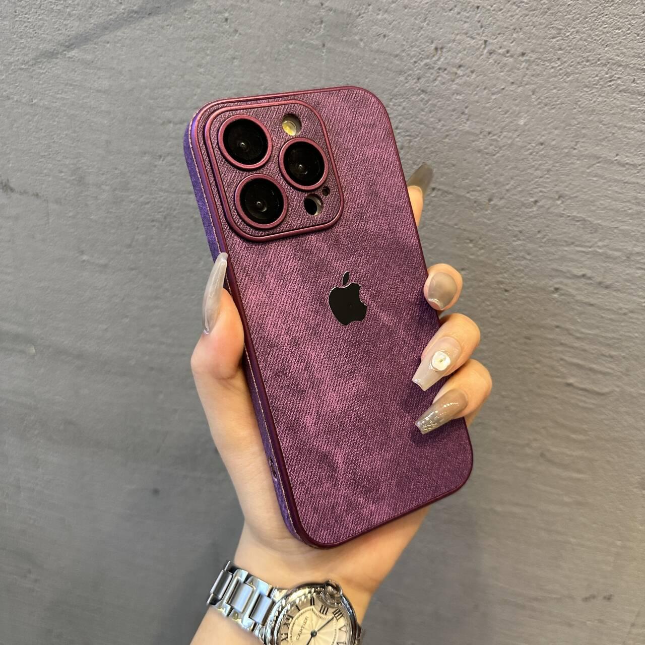 Premium denim pattern lens film all-inclusive anti-fingerprint mobile phone case