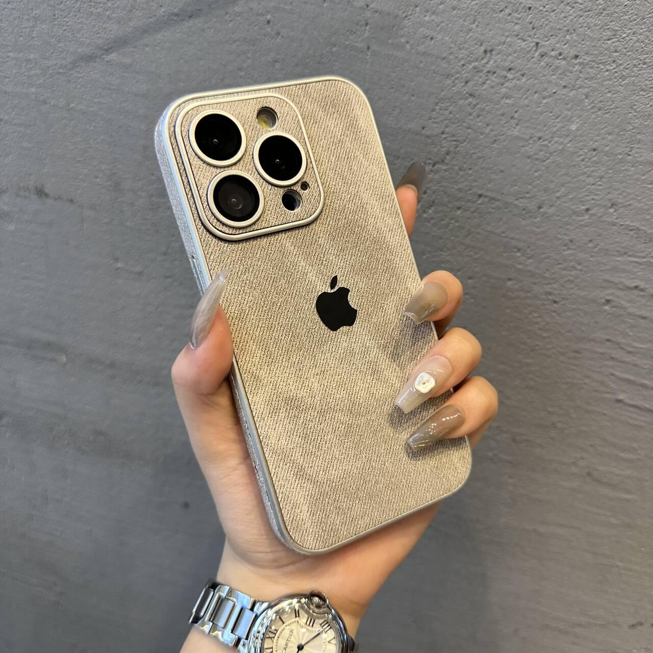 Premium denim pattern lens film all-inclusive anti-fingerprint mobile phone case