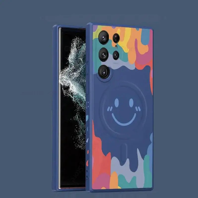 Magsafe magnetic graffiti smiley face silicone case for Samsung
