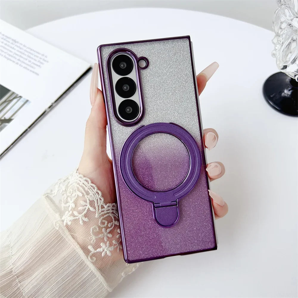 Luxury Gradient Glitter Case for Galaxy Z Fold Series – Magnetic Stand