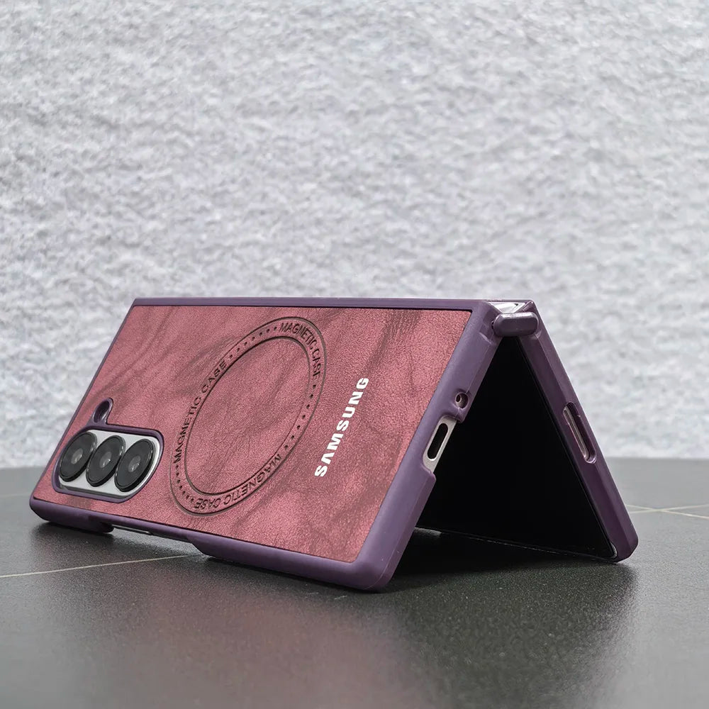 Magnetic Sheepskin Leather Case For Samsung