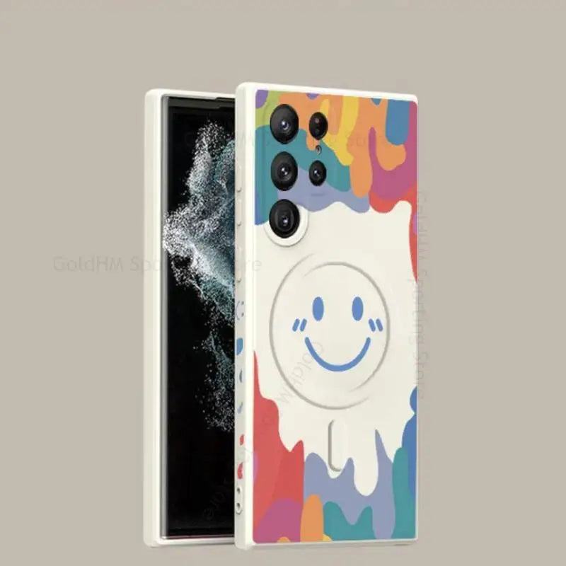 Magsafe magnetic graffiti smiley face silicone case for Samsung