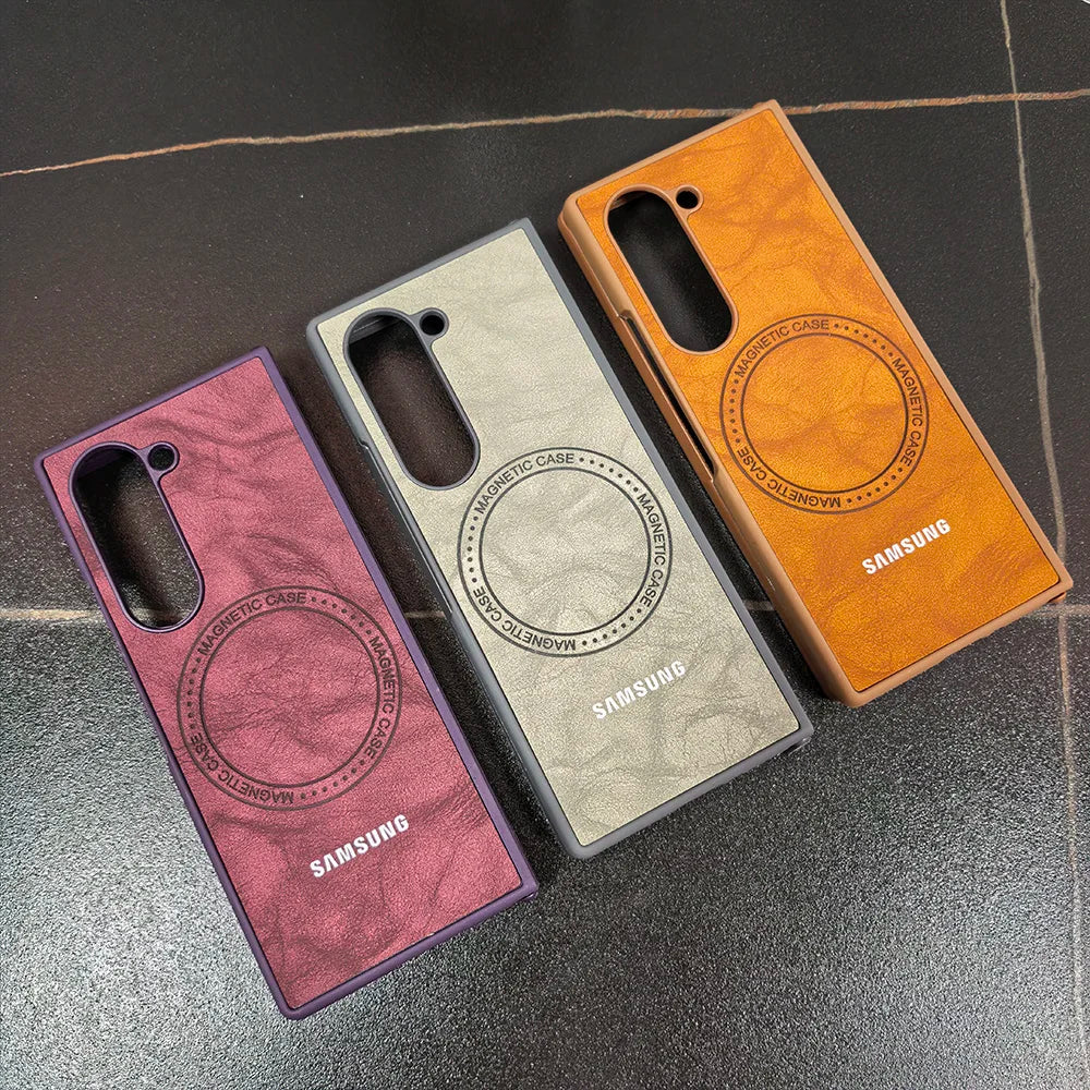 Magnetic Sheepskin Leather Case For Samsung