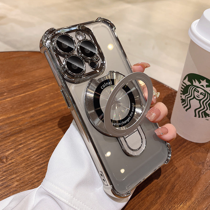 360° Rotating Electroplated Frame & Magnetic Charging Case For iPhone