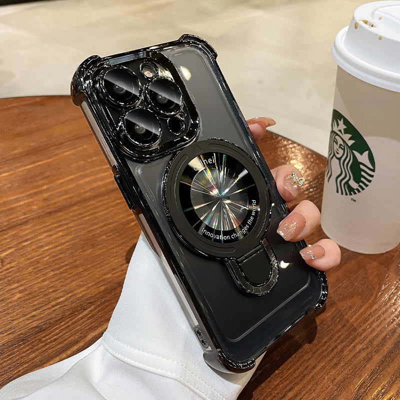 360° Rotating Electroplated Frame & Magnetic Charging Case For iPhone