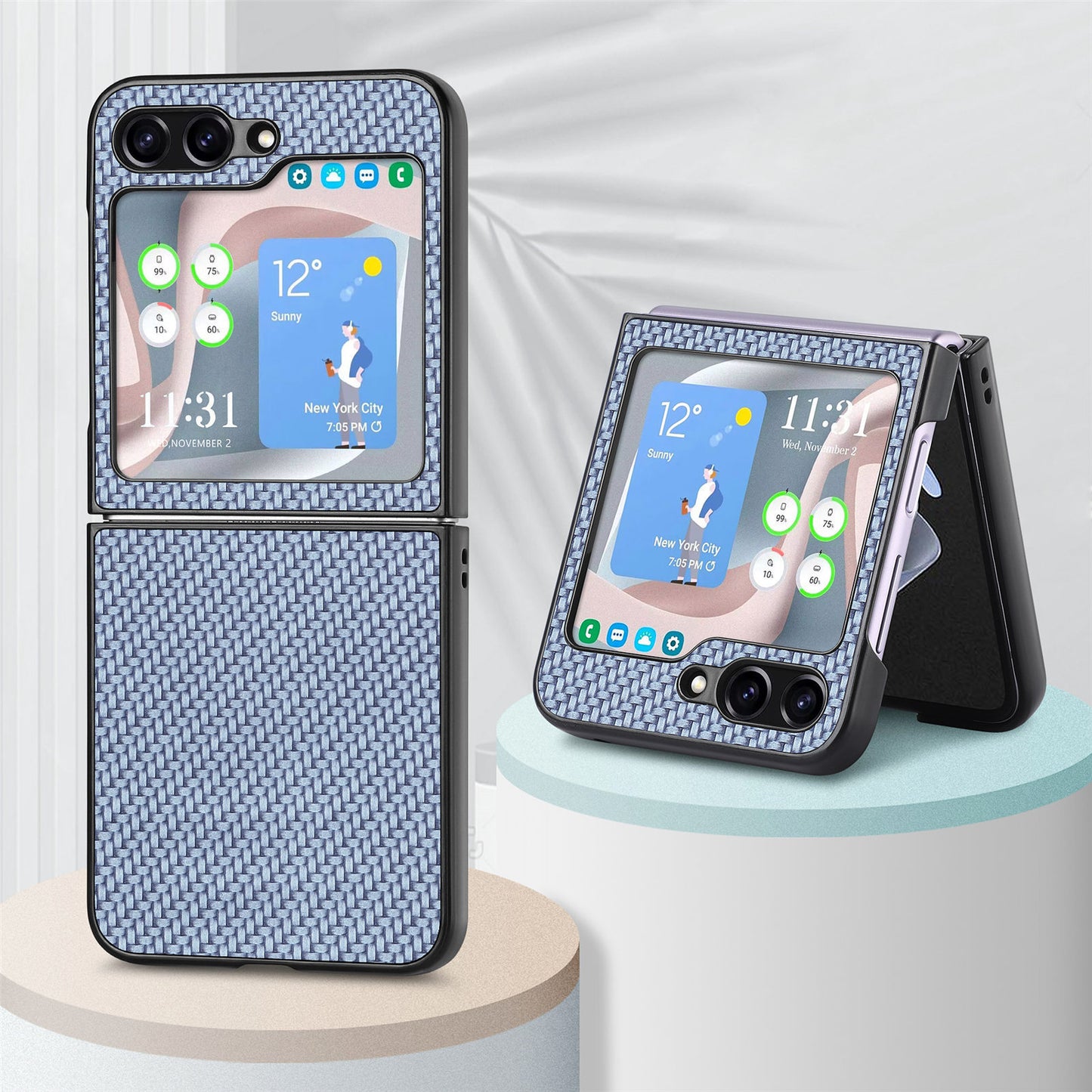 Samsung Galaxy Z Folding Screen Phone Case Carbon Fiber Pattern PC Protective Case