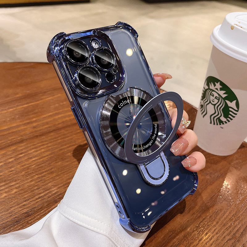 360° Rotating Electroplated Frame & Magnetic Charging Case For iPhone