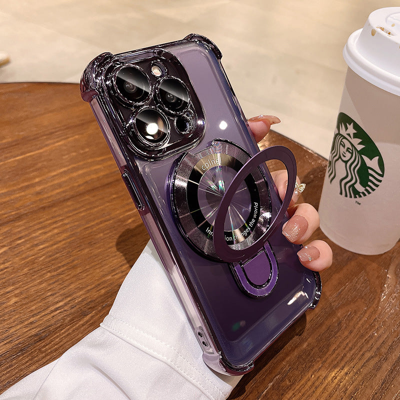 360° Rotating Electroplated Frame & Magnetic Charging Case For iPhone