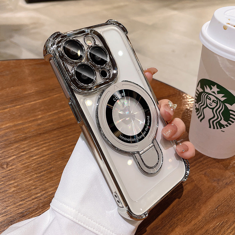 360° Rotating Electroplated Frame & Magnetic Charging Case For iPhone