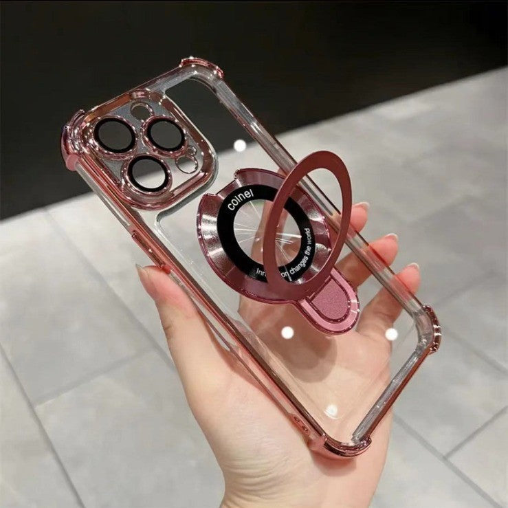 360° Rotating Electroplated Frame & Magnetic Charging Case For iPhone