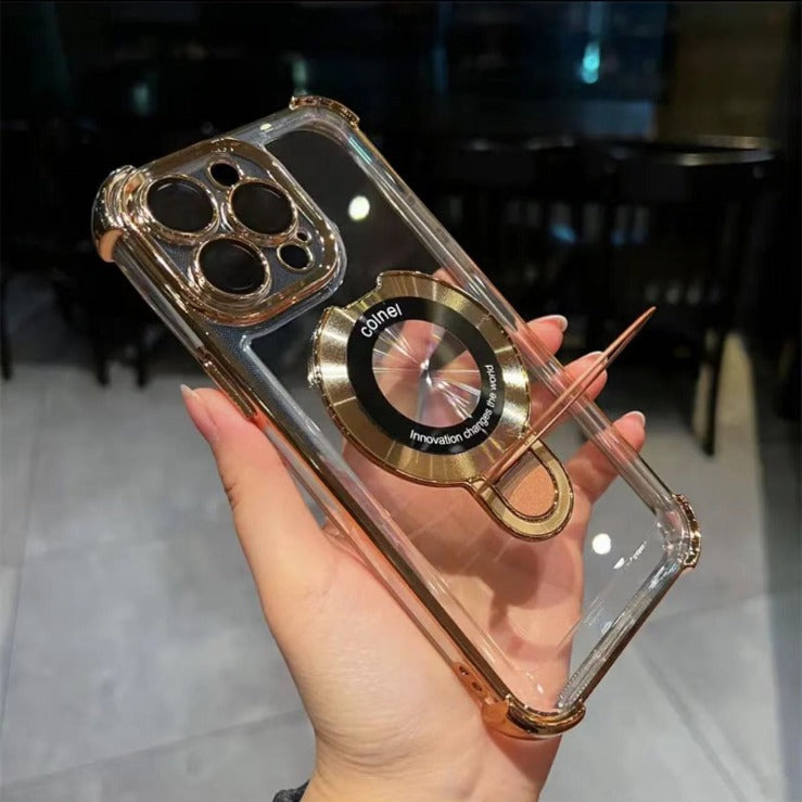 360° Rotating Electroplated Frame & Magnetic Charging Case For iPhone