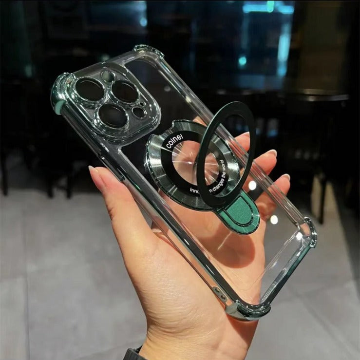 360° Rotating Electroplated Frame & Magnetic Charging Case For iPhone
