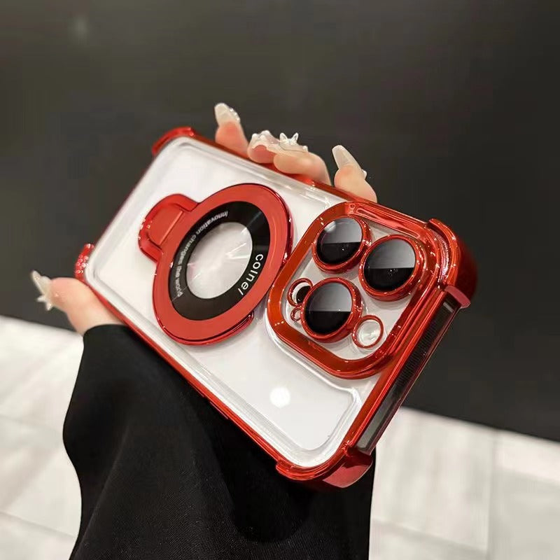 360° Rotating Electroplated Frame & Magnetic Charging Case For iPhone