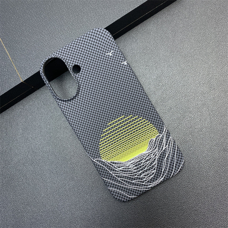 Sea Moon Carbon Fiber Pattern Apple Phone Case
