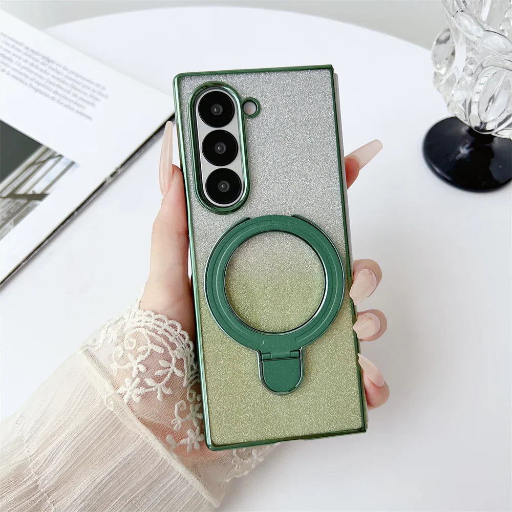 Luxury Gradient Glitter Case for Galaxy Z Fold Series – Magnetic Stand