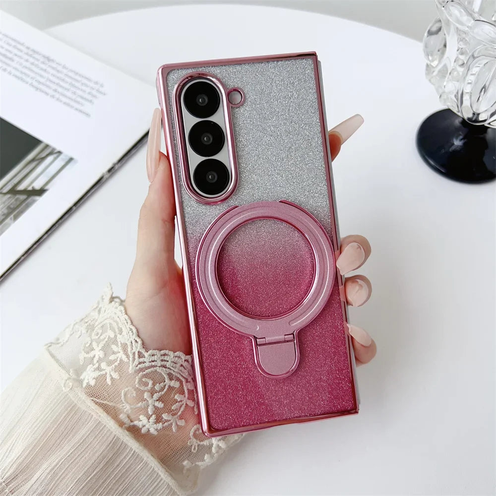 Luxury Gradient Glitter Case for Galaxy Z Fold Series – Magnetic Stand
