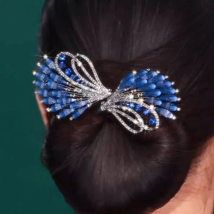 "Peacock Display" Angel Wings Elegant Hair Bun Maker