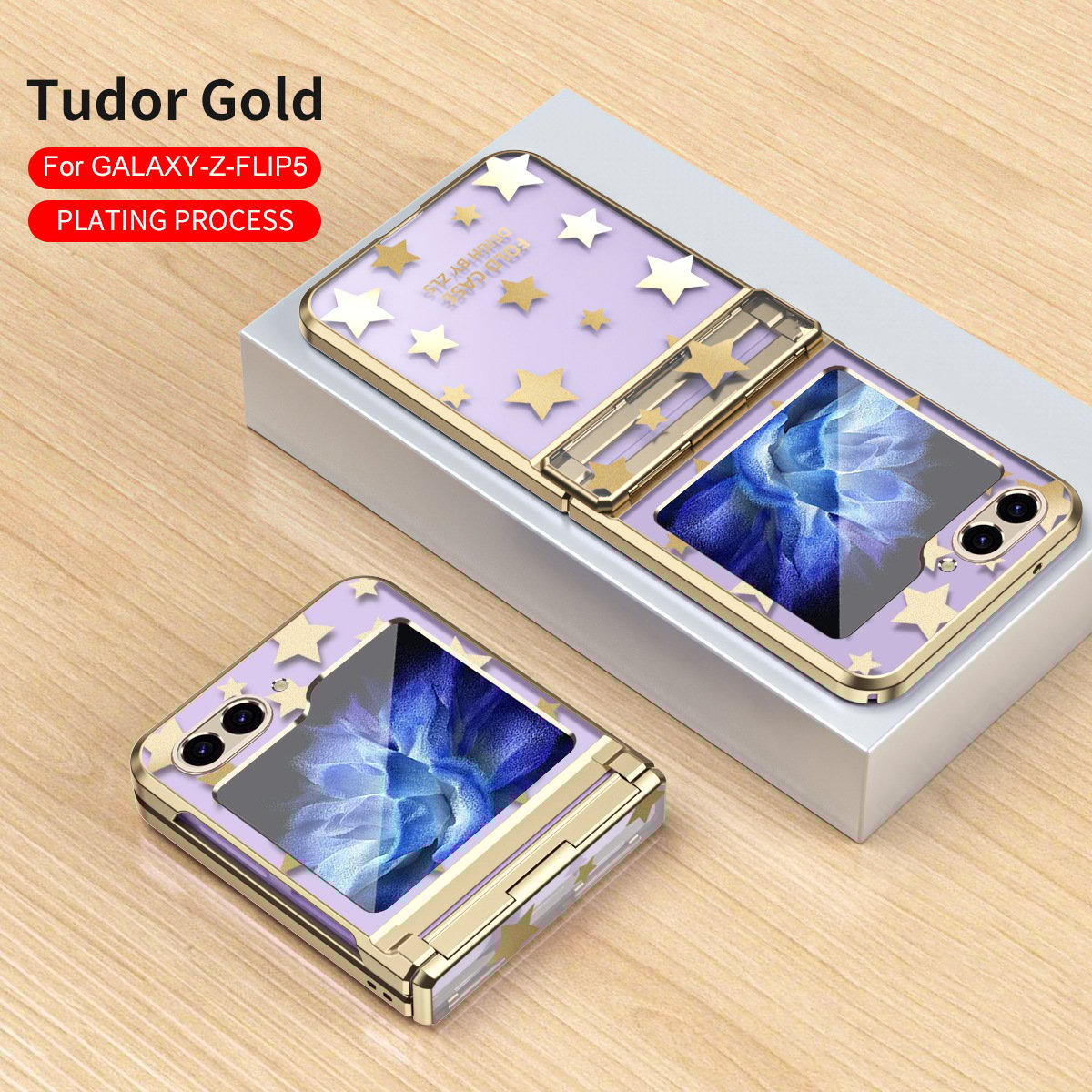 Electroplating starry sky phone case, suitable for Galaxy Z flip 3/Galaxy Z flip 4/Galaxy Z flip 5/Galaxy Z flip 6