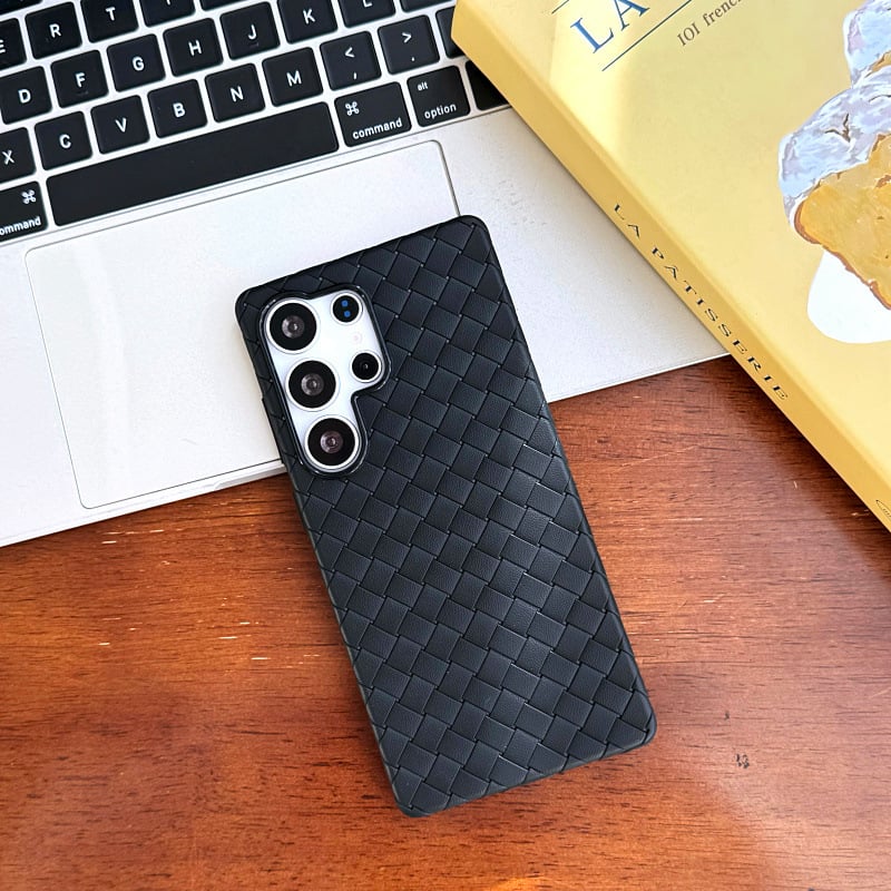 Premium Solid Color Woven Soft Leather Case