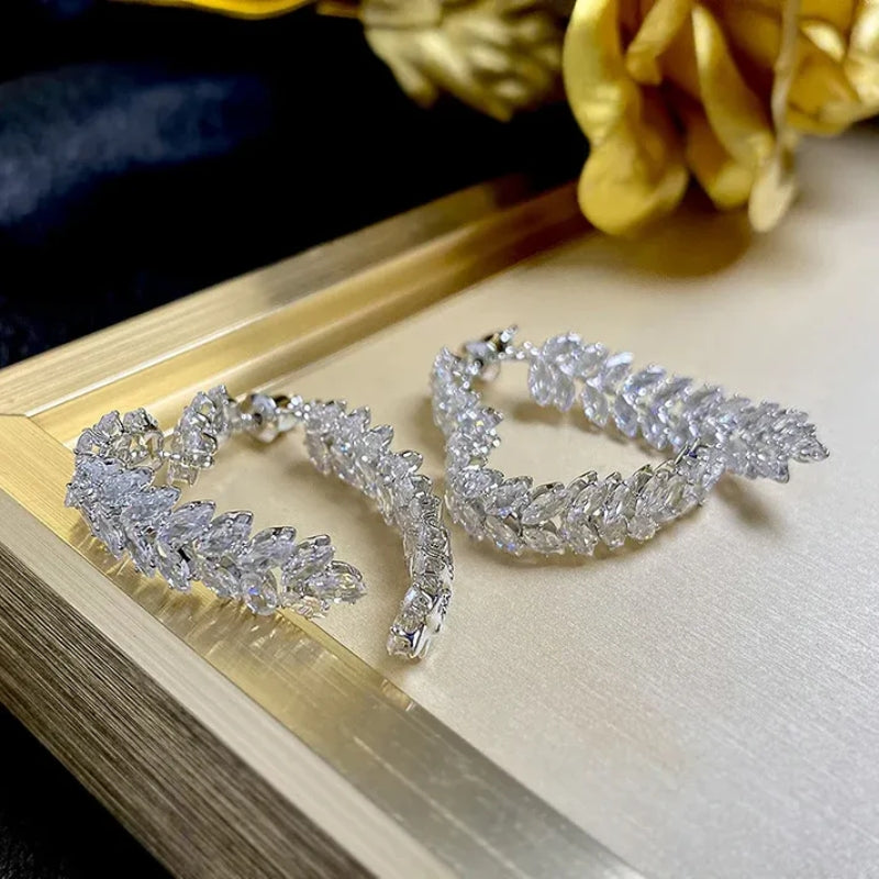 💐Mother's Day Pre-sale💝14K Gold-Plated Exquisite Crystal Heart Wheat Earrings