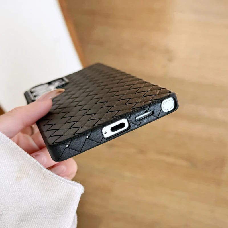 Premium Solid Color Woven Soft Leather Case