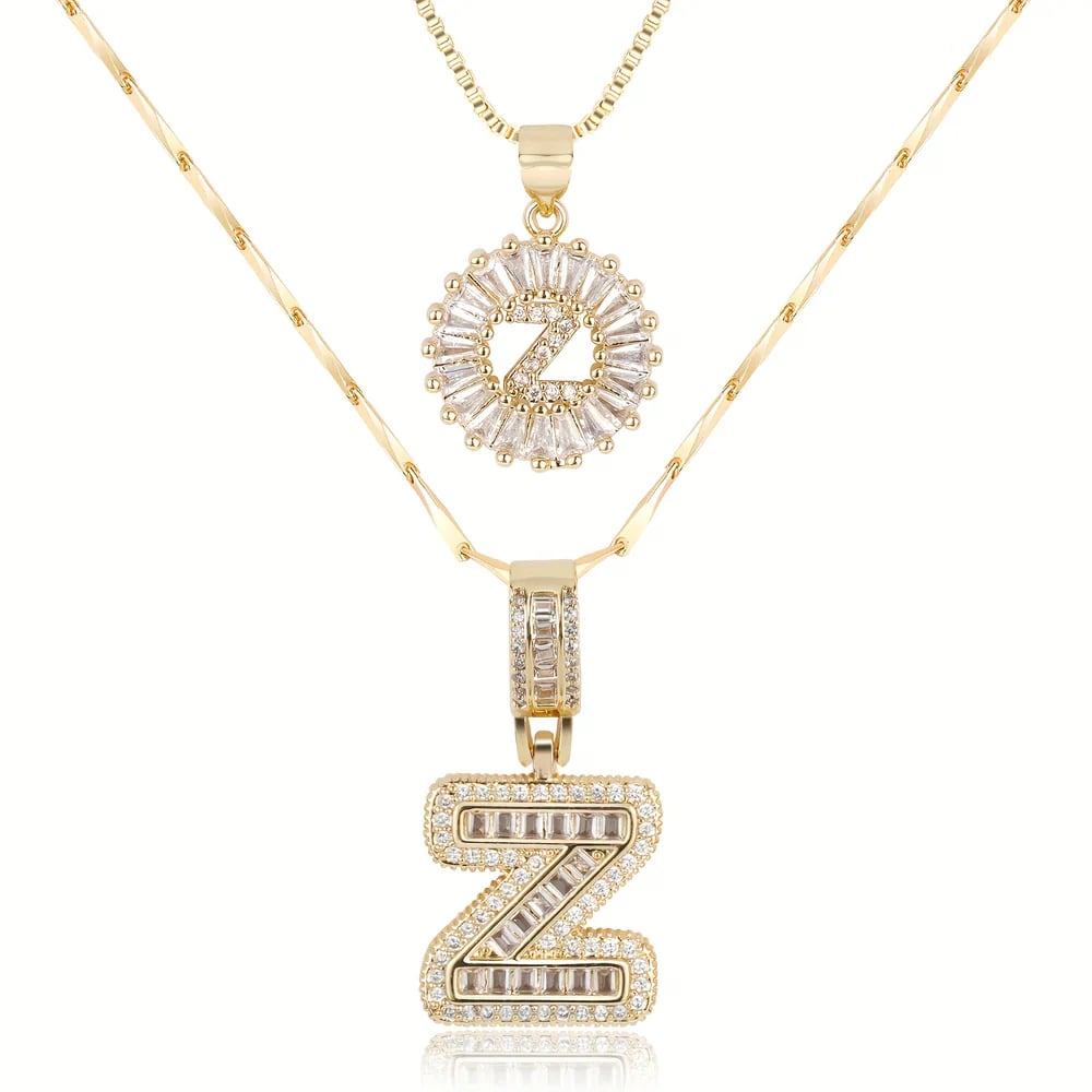 2 Pack - Initial Letter Pendant Necklaces