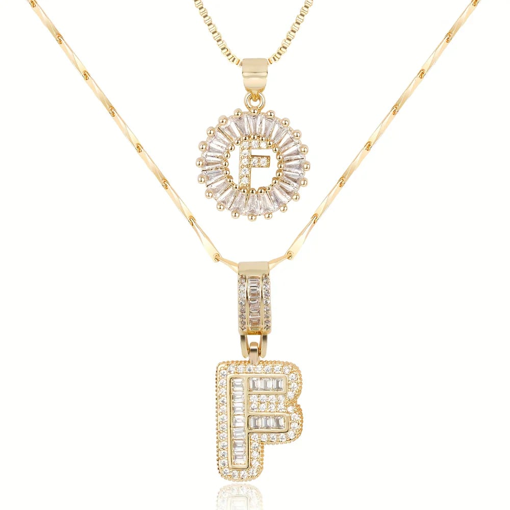 2 Pack - Initial Letter Pendant Necklaces