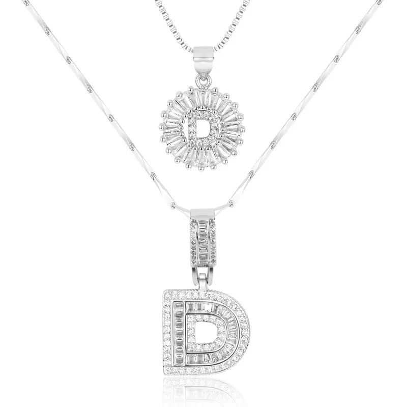 2 Pack - Initial Letter Pendant Necklaces