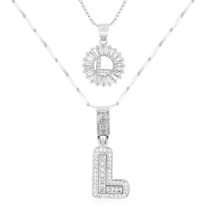 2 Pack - Initial Letter Pendant Necklaces