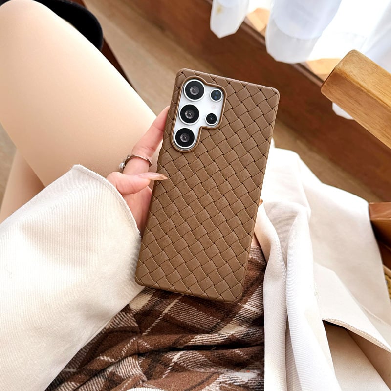 Premium Solid Color Woven Soft Leather Case