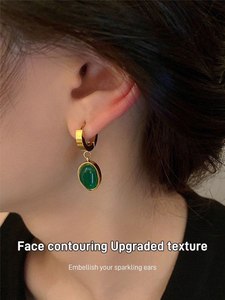 Emerald necklace earrings bracelet-3PCS