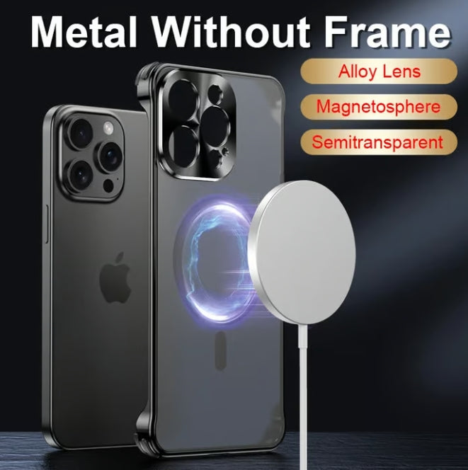 Magnetic Metal Rimless Phone Case For iPhone