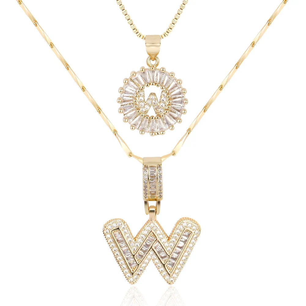 2 Pack - Initial Letter Pendant Necklaces
