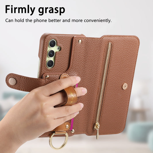 Card Wristband Zipper RFID Wallet Phone Case For Samsung A Series