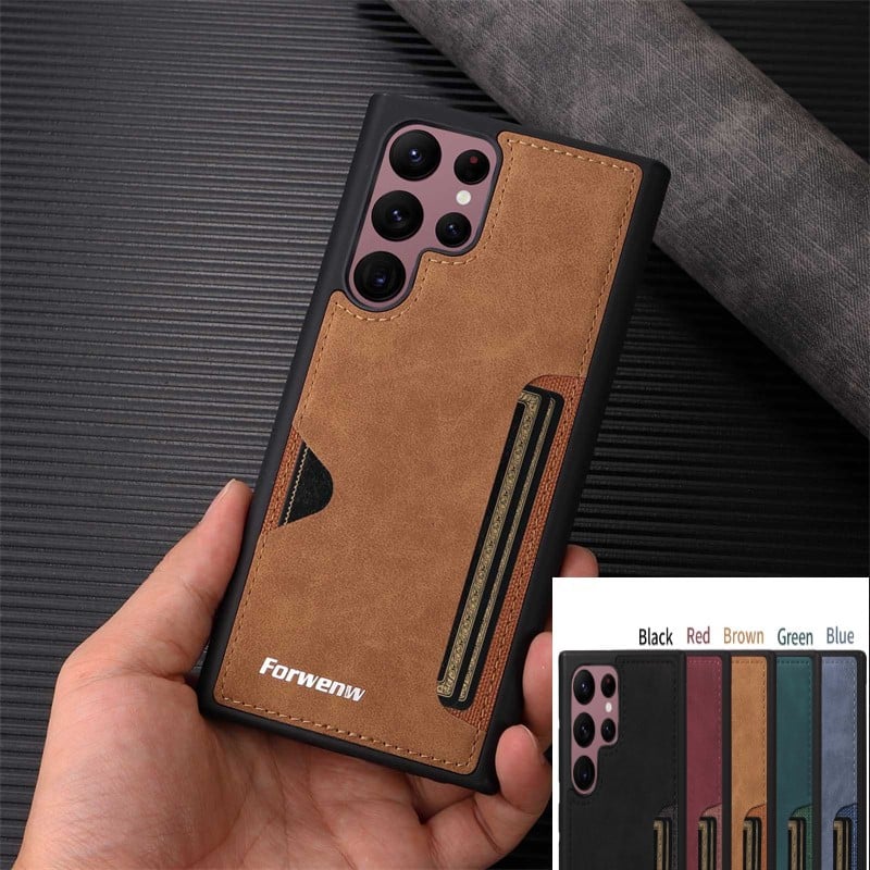 Card slot leather case anti-fall mobile phone case for Galaxy S25/S24/S23/S22/S21 series
