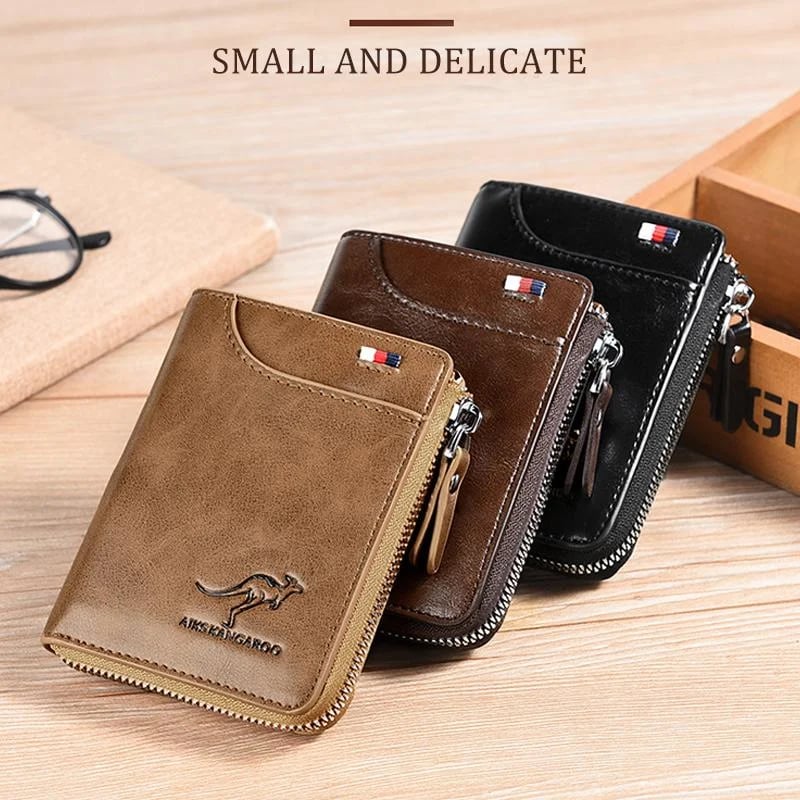 š„ BIG SALEš„š„Men Wallet Zipper Genuine Leather Purse ( RFID PROTECTED )