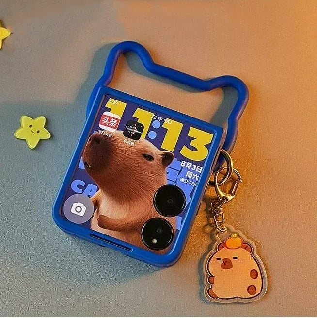 Cartoon Portable Cat Phone Case for Galaxy Z Flip6/Flip5/Flip4/Flip3