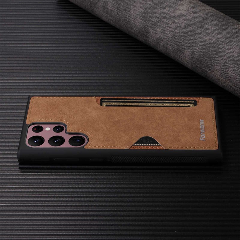 Card slot leather case anti-fall mobile phone case for Galaxy S25/S24/S23/S22/S21 series